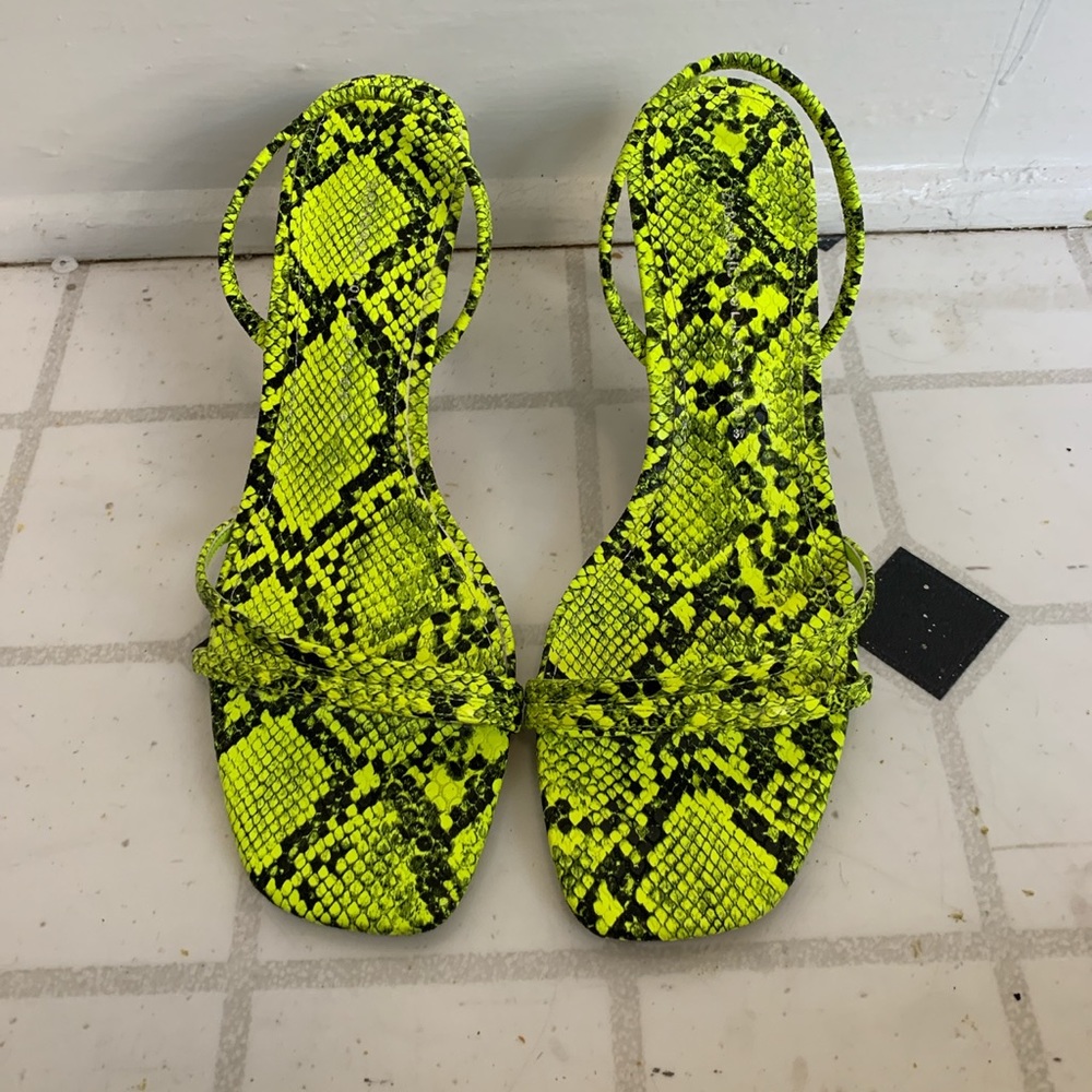 Zara Snakeskin Print Neon Heels